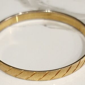 Monet Gold-Tone Diagonal Etched Bangle Bracelet